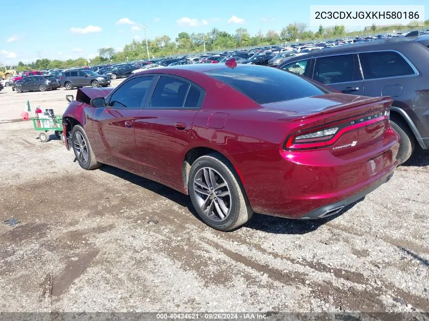 2019 Dodge Charger Sxt VIN: 2C3CDXJGXKH580186 Lot: 40434621