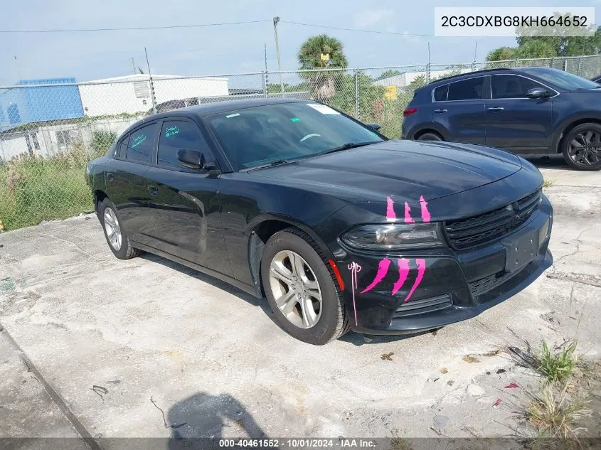 2019 Dodge Charger Sxt VIN: 2C3CDXBG8KH664652 Lot: 40461552