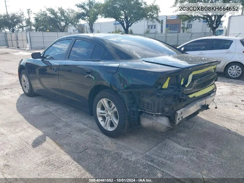 2019 Dodge Charger Sxt VIN: 2C3CDXBG8KH664652 Lot: 40461552