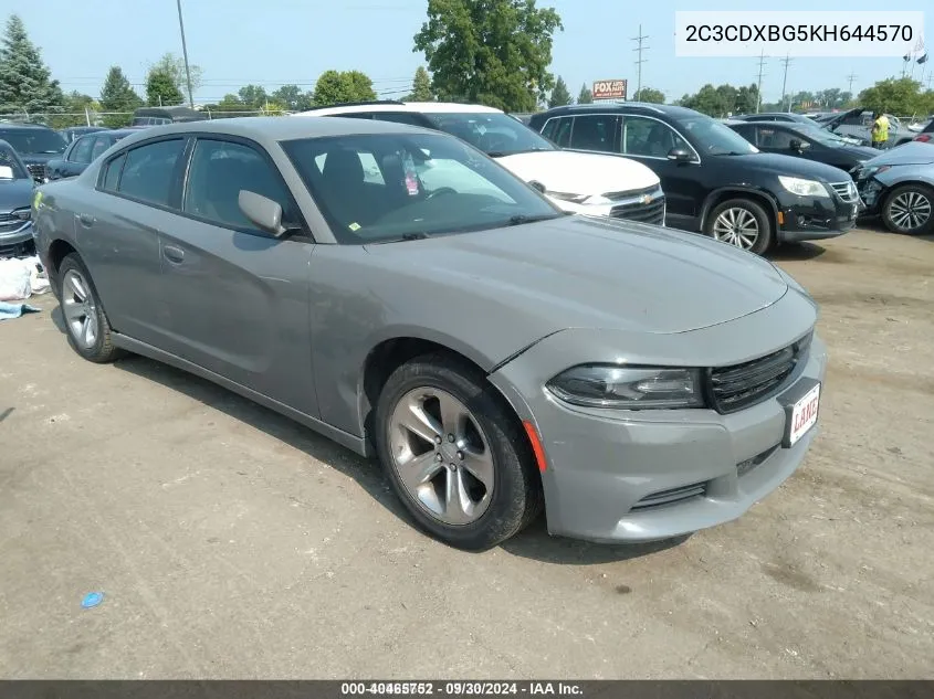 2C3CDXBG5KH644570 2019 Dodge Charger Sxt Rwd