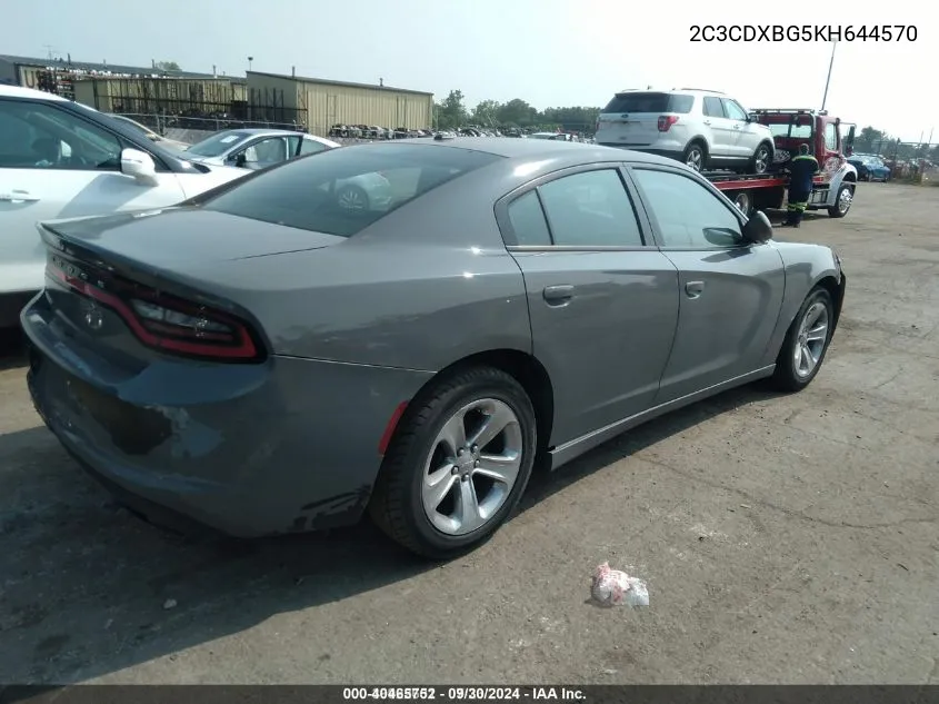 2019 Dodge Charger Sxt Rwd VIN: 2C3CDXBG5KH644570 Lot: 40465752