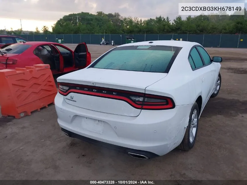 2019 Dodge Charger Sxt VIN: 2C3CDXBG3KH678149 Lot: 40473328