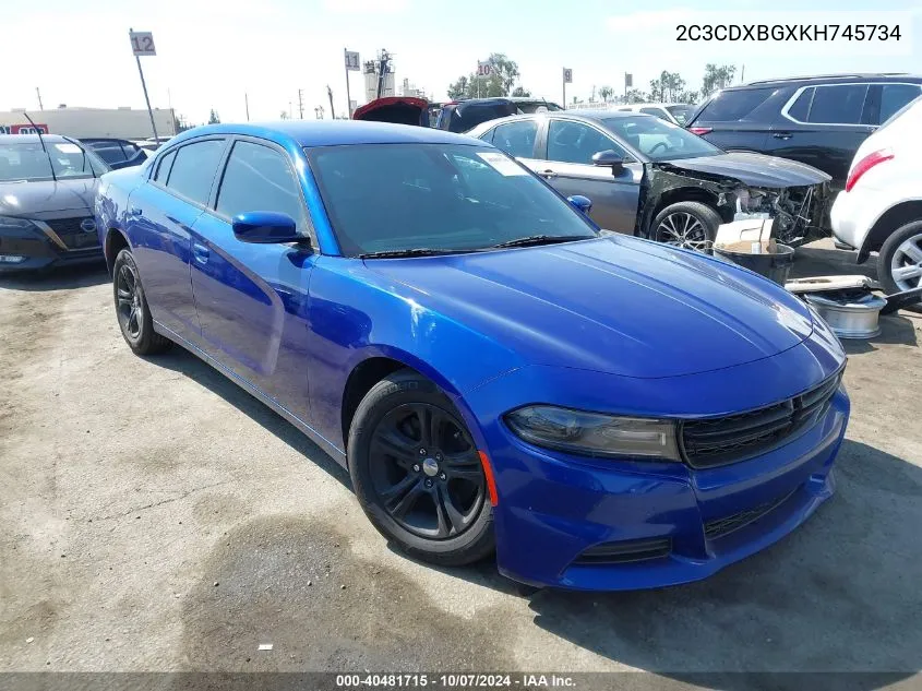 2019 Dodge Charger Sxt Rwd VIN: 2C3CDXBGXKH745734 Lot: 40481715