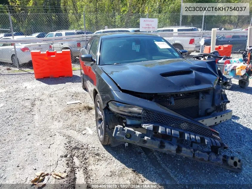 2019 Dodge Charger R/T Rwd VIN: 2C3CDXCT6KH754037 Lot: 40516078