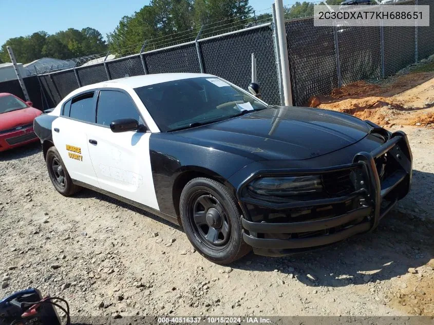 2019 Dodge Charger Police Rwd VIN: 2C3CDXAT7KH688651 Lot: 40516337