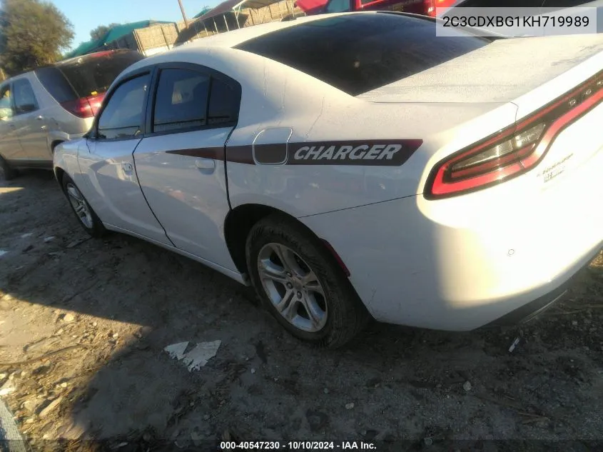 2019 Dodge Charger Sxt Rwd VIN: 2C3CDXBG1KH719989 Lot: 40547230