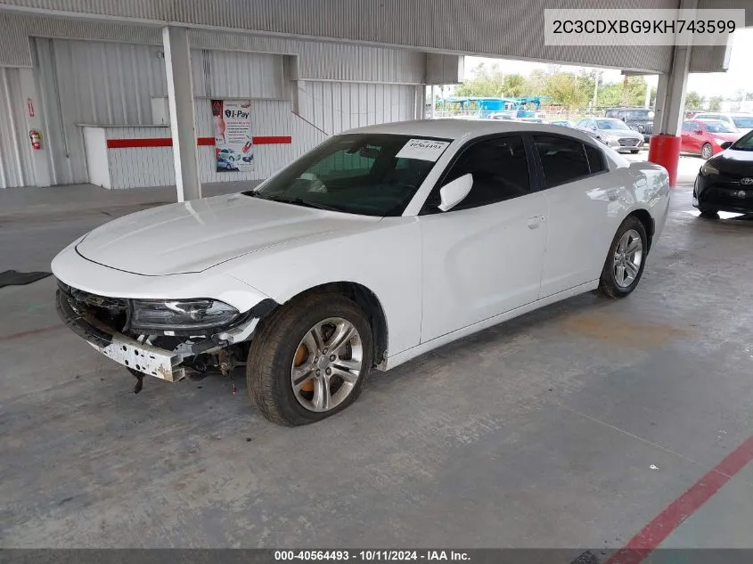 2019 Dodge Charger Sxt Rwd VIN: 2C3CDXBG9KH743599 Lot: 40564493