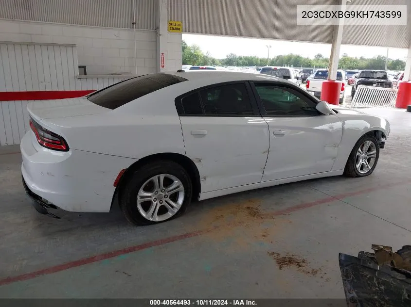 2019 Dodge Charger Sxt Rwd VIN: 2C3CDXBG9KH743599 Lot: 40564493