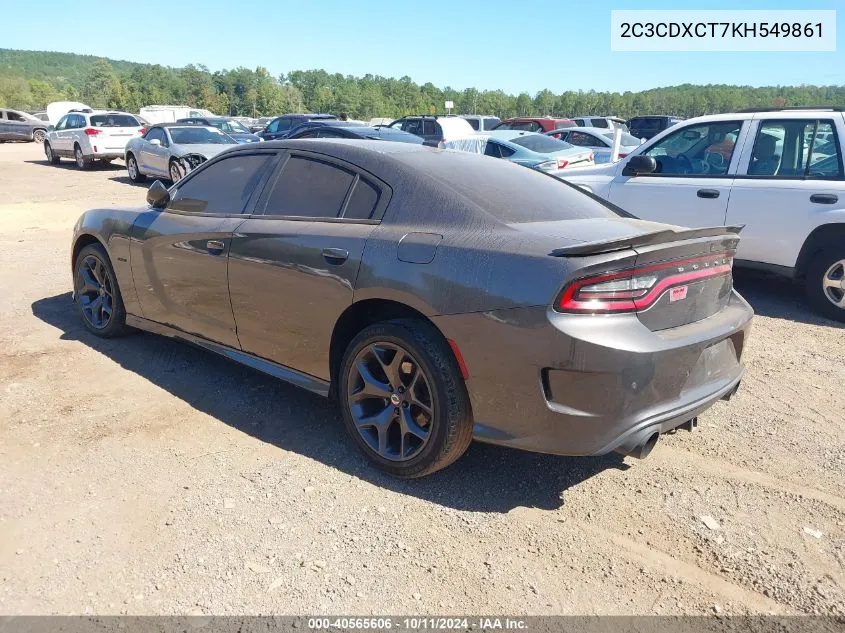 2019 Dodge Charger R/T Rwd VIN: 2C3CDXCT7KH549861 Lot: 40565606