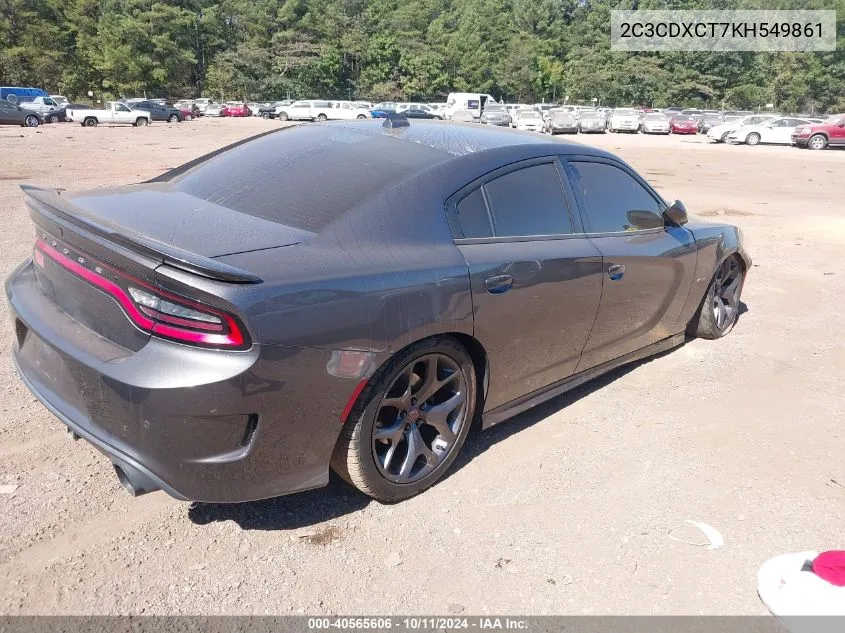 2019 Dodge Charger R/T Rwd VIN: 2C3CDXCT7KH549861 Lot: 40565606