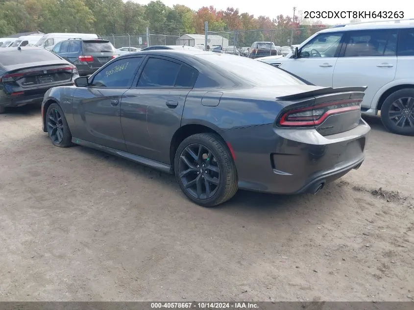 2019 Dodge Charger R/T VIN: 2C3CDXCT8KH643263 Lot: 40578667