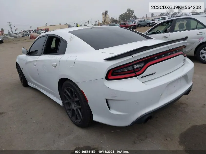 2019 Dodge Charger Scat Pack Rwd VIN: 2C3CDXGJ9KH564208 Lot: 40585159