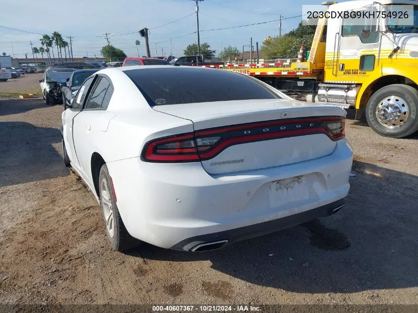 2019 Dodge Charger Sxt VIN: 2C3CDXBG9KH754926 Lot: 40607367