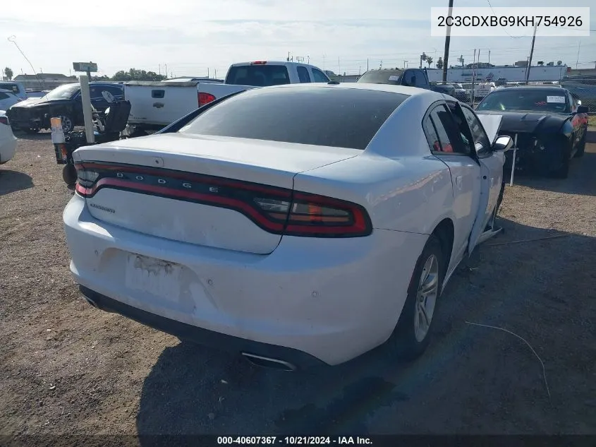 2019 Dodge Charger Sxt VIN: 2C3CDXBG9KH754926 Lot: 40607367