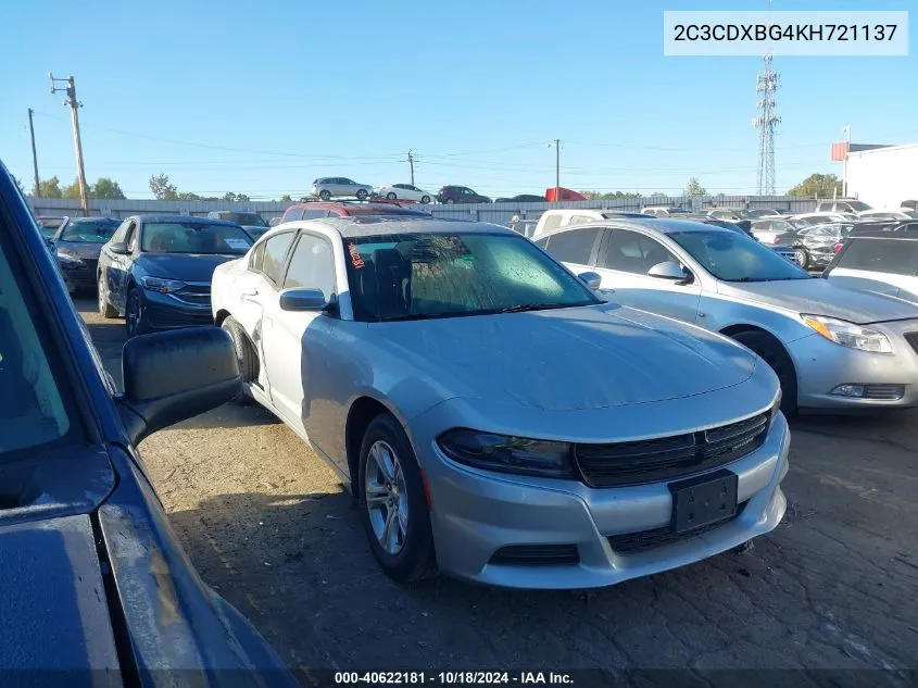 2019 Dodge Charger Sxt Rwd VIN: 2C3CDXBG4KH721137 Lot: 40622181