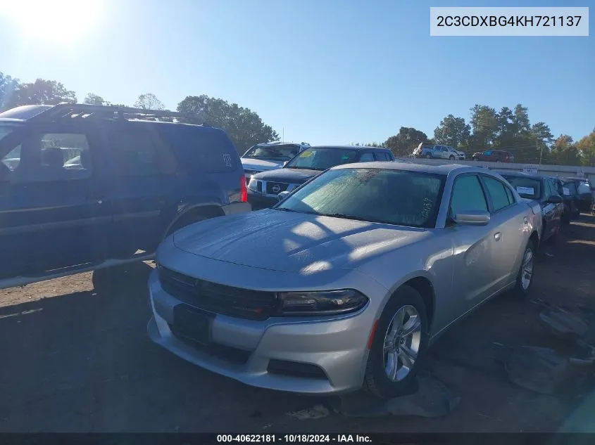 2019 Dodge Charger Sxt Rwd VIN: 2C3CDXBG4KH721137 Lot: 40622181