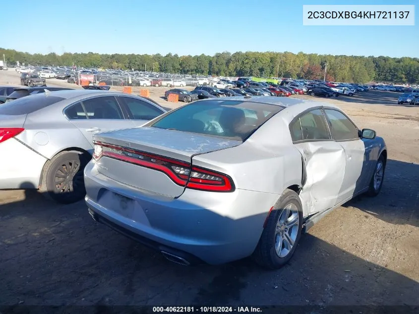 2019 Dodge Charger Sxt Rwd VIN: 2C3CDXBG4KH721137 Lot: 40622181