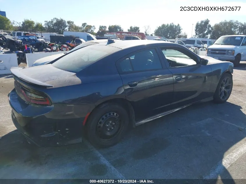 2019 Dodge Charger Gt Rwd VIN: 2C3CDXHGXKH672677 Lot: 40627372