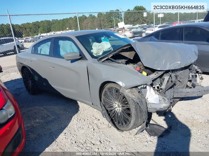 2019 Dodge Charger Sxt Rwd VIN: 2C3CDXBG5KH664835 Lot: 40637284