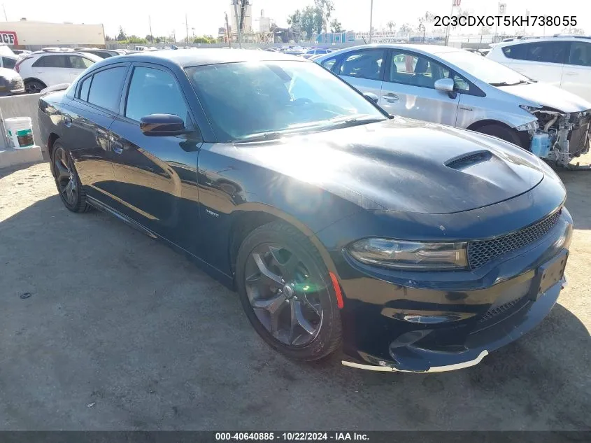 2019 Dodge Charger R/T Rwd VIN: 2C3CDXCT5KH738055 Lot: 40640885