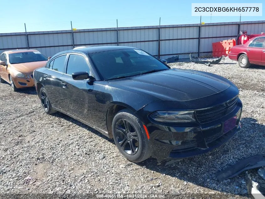 2019 Dodge Charger Sxt Rwd VIN: 2C3CDXBG6KH657778 Lot: 40651155