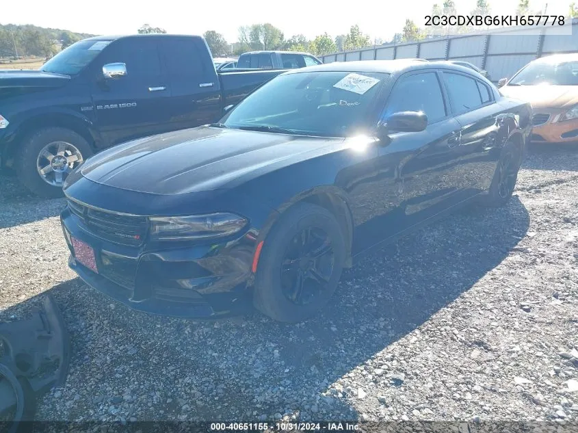 2019 Dodge Charger Sxt Rwd VIN: 2C3CDXBG6KH657778 Lot: 40651155