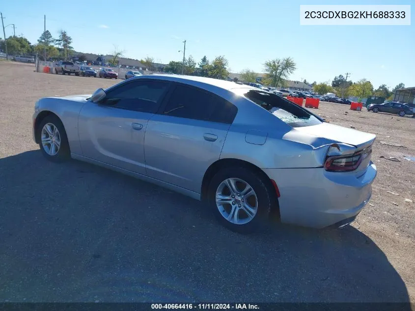 2019 Dodge Charger Sxt Rwd VIN: 2C3CDXBG2KH688333 Lot: 40664416