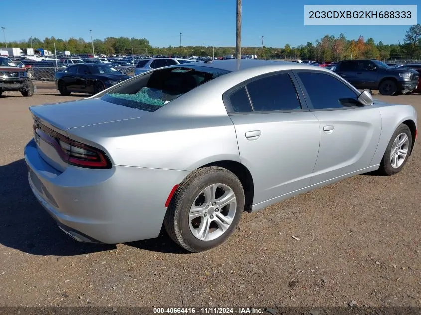 2019 Dodge Charger Sxt Rwd VIN: 2C3CDXBG2KH688333 Lot: 40664416