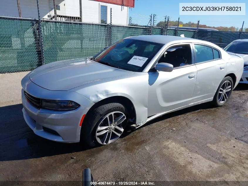 2019 Dodge Charger Sxt Awd VIN: 2C3CDXJG3KH758021 Lot: 40674473