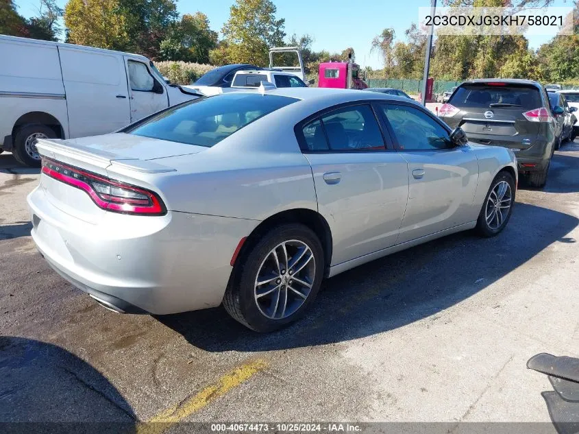 2019 Dodge Charger Sxt Awd VIN: 2C3CDXJG3KH758021 Lot: 40674473