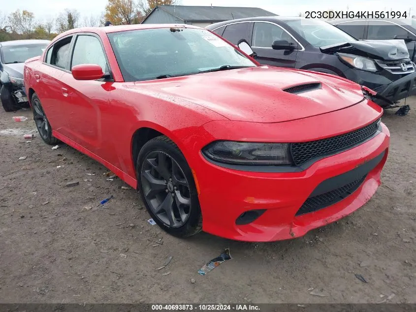 2019 Dodge Charger Gt Rwd VIN: 2C3CDXHG4KH561994 Lot: 40693873