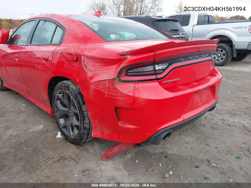 2019 Dodge Charger Gt Rwd VIN: 2C3CDXHG4KH561994 Lot: 40693873