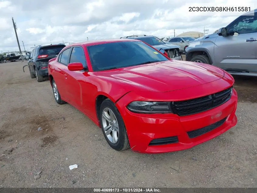 2019 Dodge Charger Sxt Rwd VIN: 2C3CDXBG8KH615581 Lot: 40699173