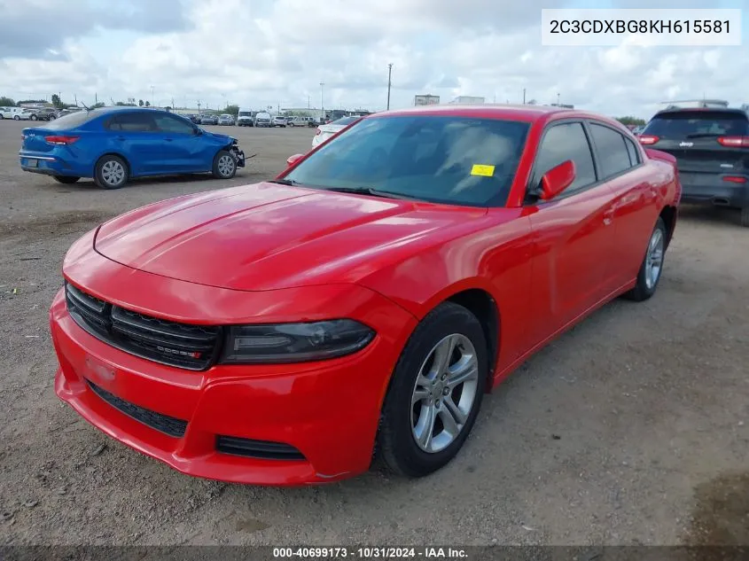 2019 Dodge Charger Sxt Rwd VIN: 2C3CDXBG8KH615581 Lot: 40699173