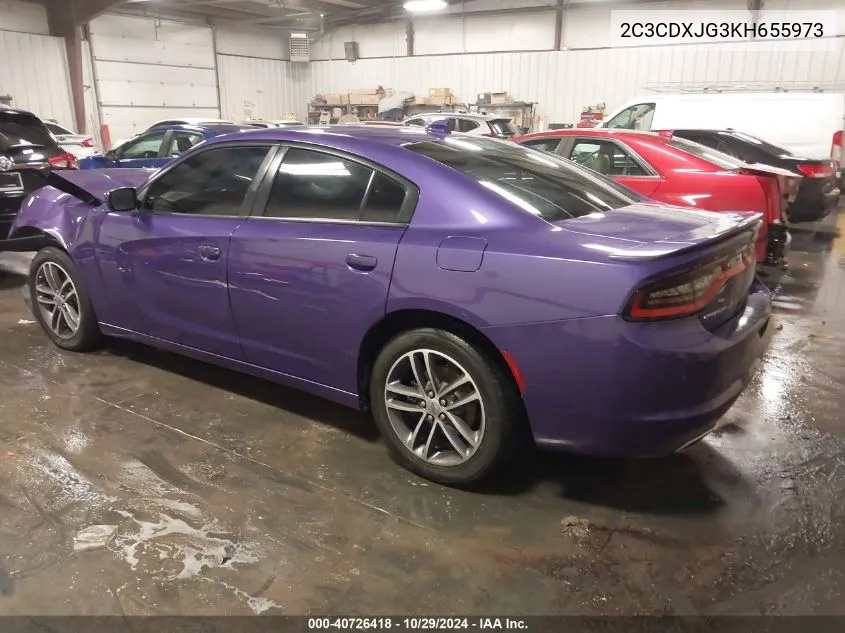 2019 Dodge Charger Sxt Awd VIN: 2C3CDXJG3KH655973 Lot: 40726418