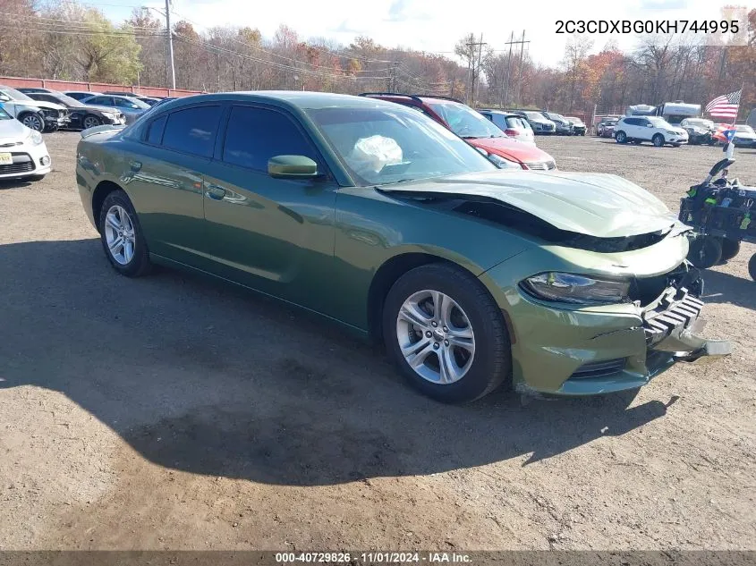 2019 Dodge Charger Sxt Rwd VIN: 2C3CDXBG0KH744995 Lot: 40729826