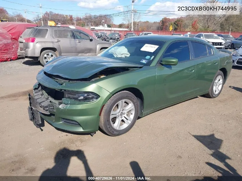 2019 Dodge Charger Sxt Rwd VIN: 2C3CDXBG0KH744995 Lot: 40729826