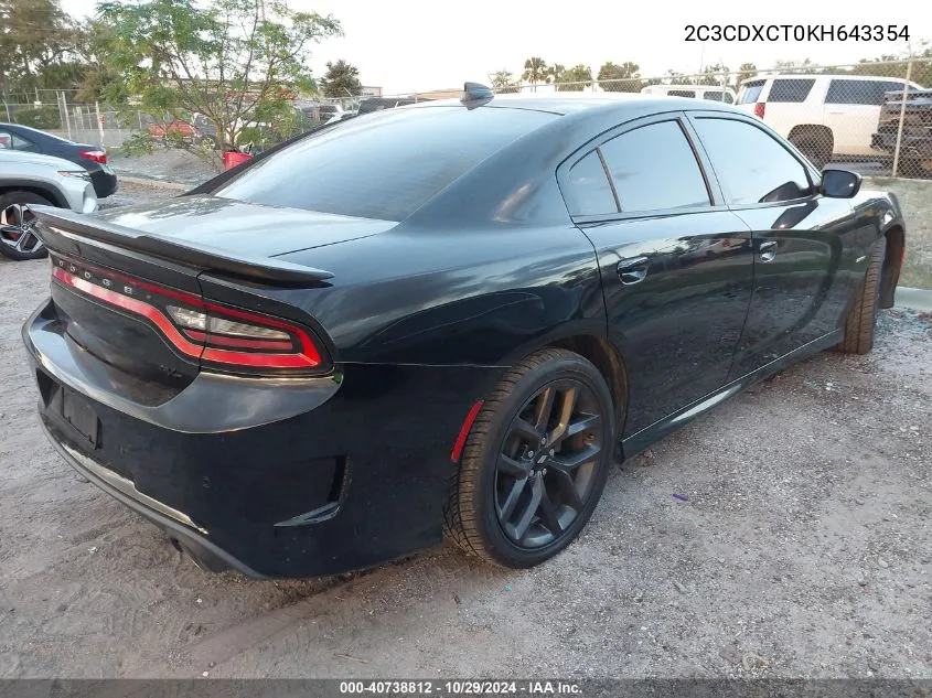 2019 Dodge Charger R/T Rwd VIN: 2C3CDXCT0KH643354 Lot: 40738812