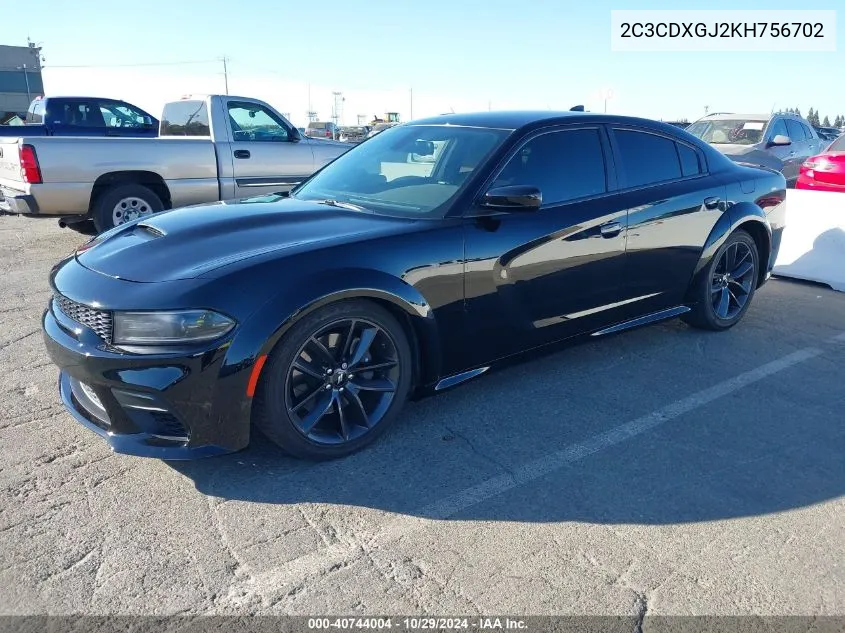 2019 Dodge Charger Scat Pack Rwd VIN: 2C3CDXGJ2KH756702 Lot: 40744004