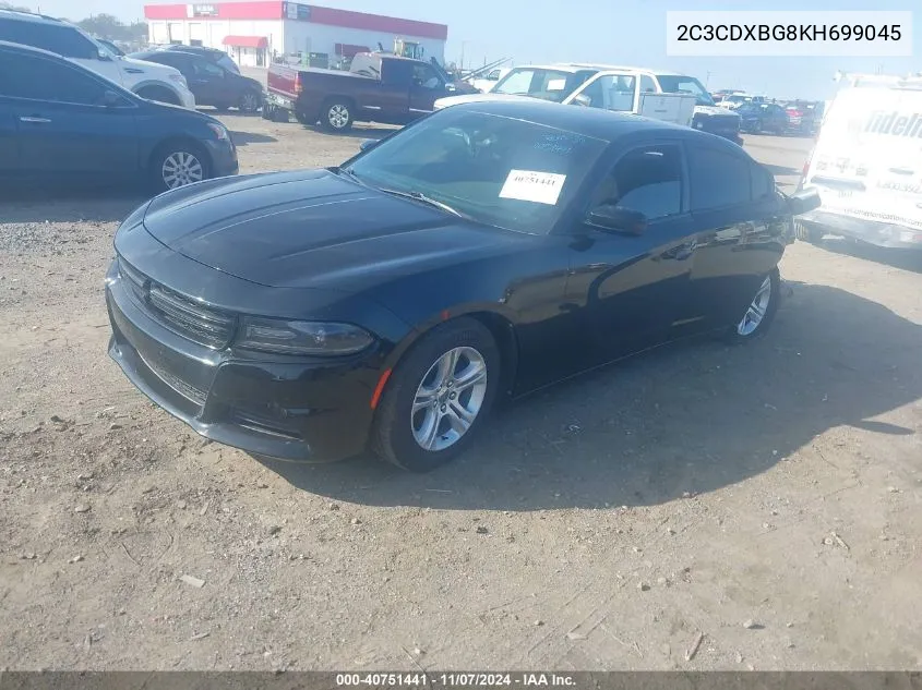 2019 Dodge Charger Sxt Rwd VIN: 2C3CDXBG8KH699045 Lot: 40751441