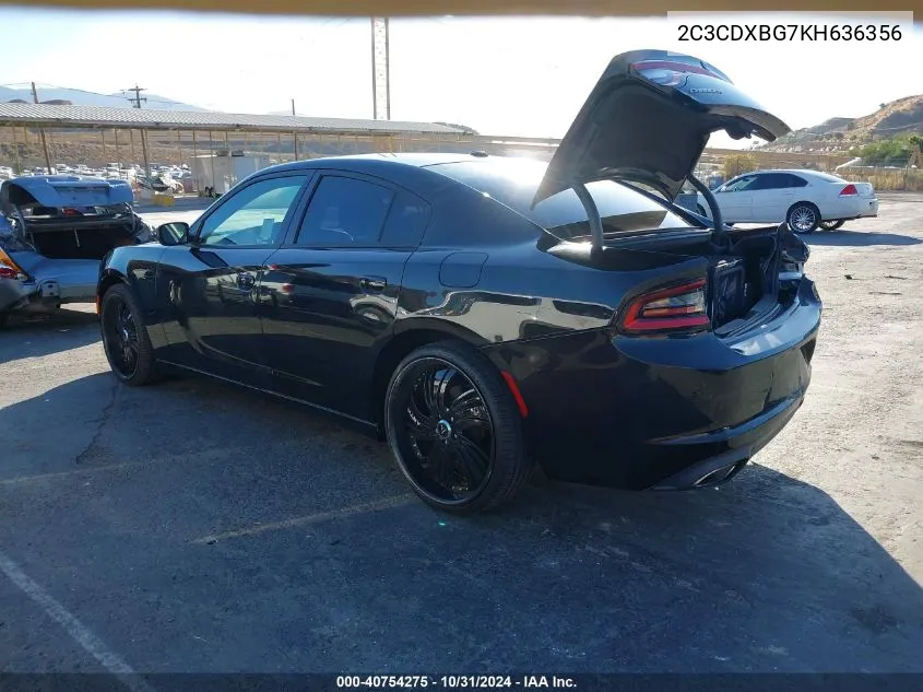 2019 Dodge Charger Sxt Rwd VIN: 2C3CDXBG7KH636356 Lot: 40754275