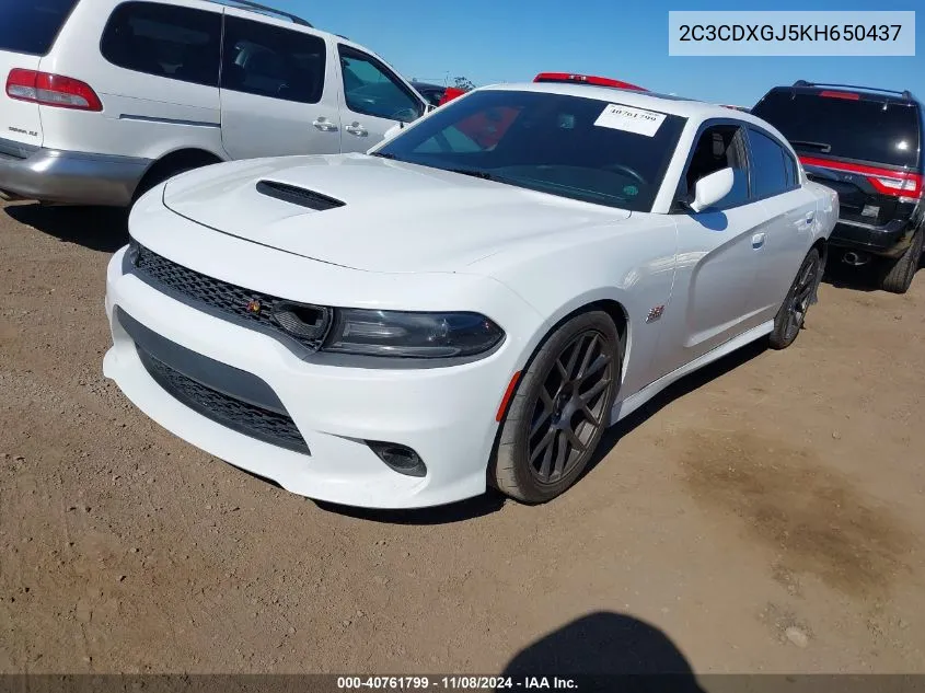 2019 Dodge Charger Scat Pack Rwd VIN: 2C3CDXGJ5KH650437 Lot: 40761799