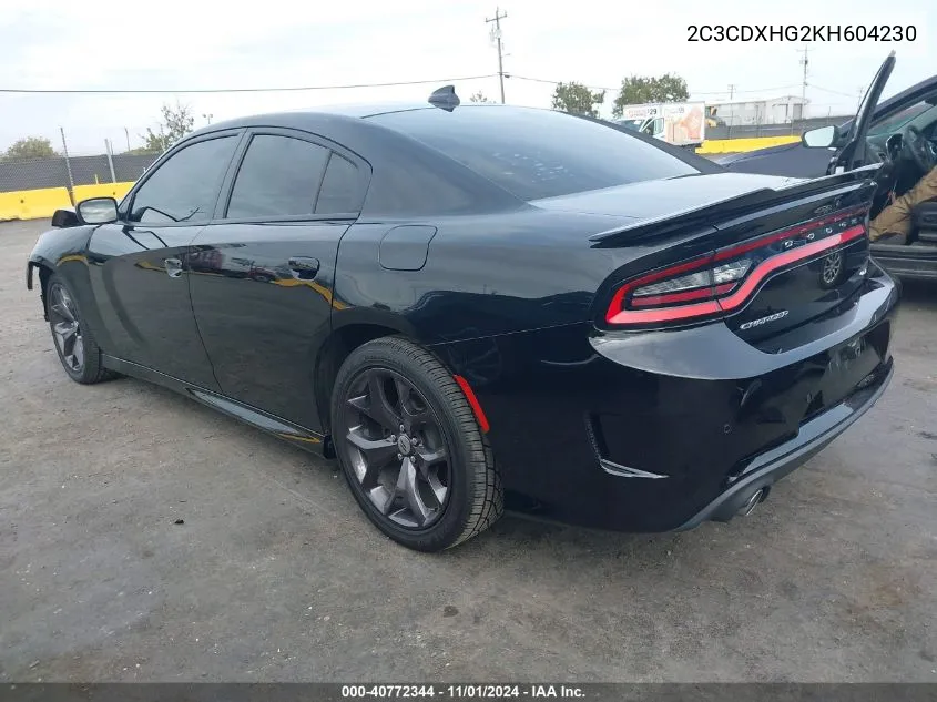 2019 Dodge Charger Gt Rwd VIN: 2C3CDXHG2KH604230 Lot: 40772344