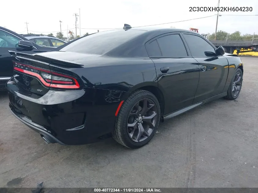 2019 Dodge Charger Gt Rwd VIN: 2C3CDXHG2KH604230 Lot: 40772344