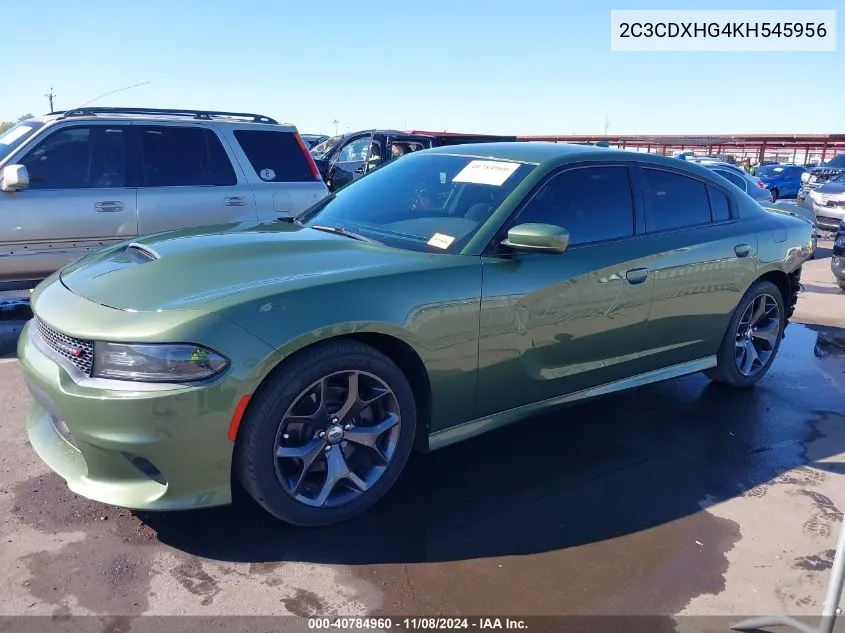 2019 Dodge Charger Gt Rwd VIN: 2C3CDXHG4KH545956 Lot: 40784960