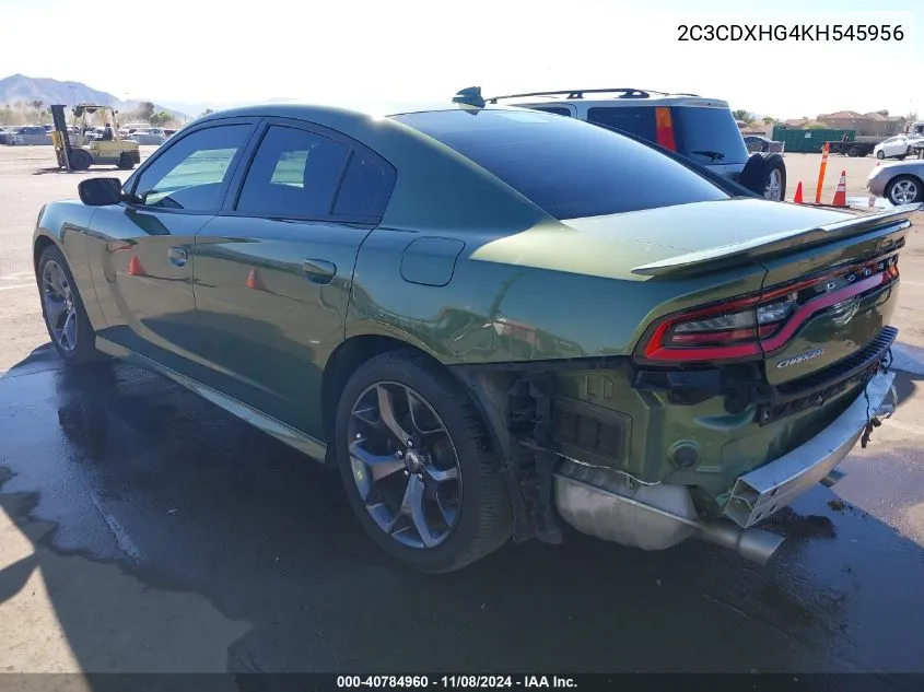 2019 Dodge Charger Gt Rwd VIN: 2C3CDXHG4KH545956 Lot: 40784960