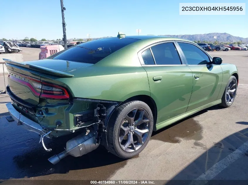 2019 Dodge Charger Gt Rwd VIN: 2C3CDXHG4KH545956 Lot: 40784960