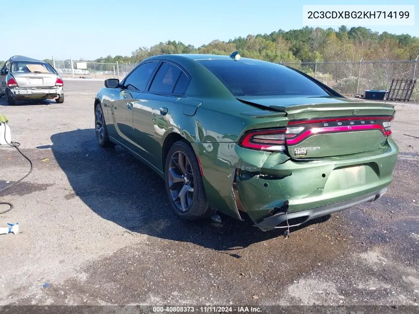 2019 Dodge Charger Sxt Rwd VIN: 2C3CDXBG2KH714199 Lot: 40808373