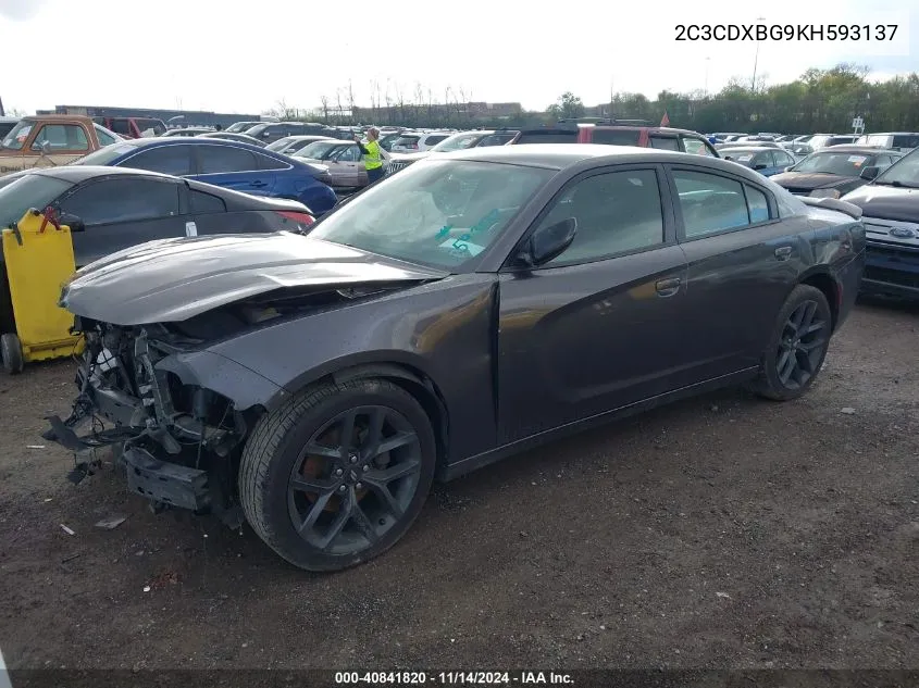 2C3CDXBG9KH593137 2019 Dodge Charger Sxt Rwd