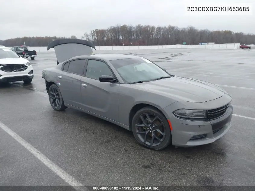 2019 Dodge Charger Sxt Rwd VIN: 2C3CDXBG7KH663685 Lot: 40898102